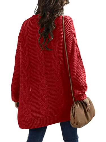 Image of Womens Oversized Chunky Open Front Cardigan Sweaters Cable Knit Long Sleeve Cardigans Outwear Coats