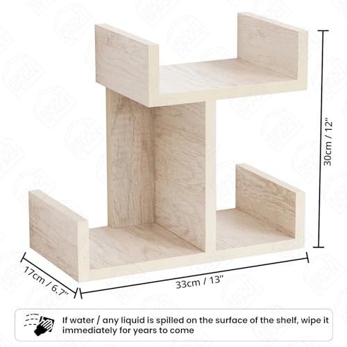 Image of ABOUT SPACE Table Top Bookshelf - Countertop Bookcase with 3 Shelves, DIY Engineered Wood Multipurpose Storage Organizer Table Shelf Book Rack for Home Study Room (L 33 x B 17 x H 30 cm - Beige