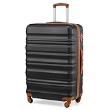 COOLIFE 28 Inch Large Suitcase – Hard Shell Lightweight ABS+PC Luggage with 360° Silent Wheels & TSA Lock for Business Trip,Long Haul Travel & Family Holidays,Apricot Black - Image 1