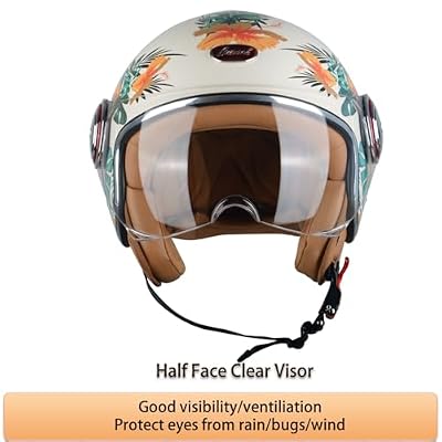 Open Face Motorcycle Helmet for Adults,DOT Approved - Moped Half Vespa Retro Helmet with Anti-Scratch Visor for Men and Women