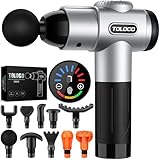 TOLOCO Massage Gun, Muscle Massage Gun Deep Tissue for Athletes with 10 Massage Heads, Electric Percussion Massager for Any Pain Relief, Christmas Gifts for Women, Men, Silver