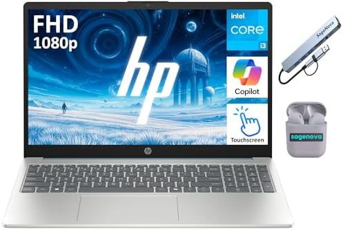 <p>HP 15.6" FHD Touchscreen Laptop with 16GB RAM, 512GB Storage, Intel i3, Windows 11 & Copilot AI - Includes SageNova Earphones, Moonlight Blue</p>