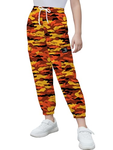 Image of Cromoncent Girls & Womens Camo Print Cargo Pants Outdoor Lightweight Jogger Baggy Pants, 6 Years - XX-Large