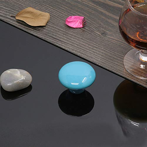 Huamulan 15Pcs Blue Glossy Ceramic Knobs Button Round Mushroom Cabinet Dresser Vintage Pulls Door Handles Cupboard Wardrobe Drawer, Dia. 1.5 Inch 38Mm #TOP2