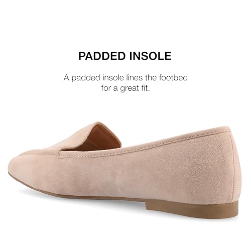 Image of Journee Womens Suede Loafer Flat Square Toe Noticed Topline Padded Block Heel - Tullie Casual Dress Shoe