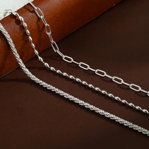 Image of Gold Ankle Bracelets for Women,14k Gold /Silver Plated Waterproof Layered lightweight Cuban Link Figaro Chain Heart anklet Bracelets Set Gold Anklets for women Trendy Jewelry Gift