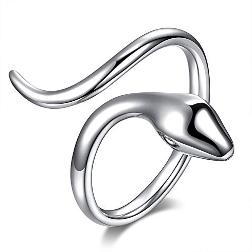 Angol Sterling Silver Adjustable Snake Cool Rings 925 Silver Minimalist Slytherin Snake Animal Statement Stacking Finger Ring For Women Teens With Gift Box #TOP19
