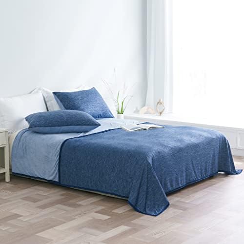 MIULEE Cooling Blanket Double-Sided 2 in 1 Lightweight Summer Blanket Microfibre Japanese Arc-Chill Q-Max 0.4 Absorb Heat for Night Sweats Breathable and Skin-friendly 150x200cm Blue