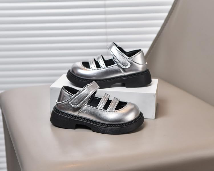 Toddler Girls Mary Jane Flats Sandals Little Girls Dress Shoes with Strap Wedding Party Princess Shoes,Gold,Toddler Size 64