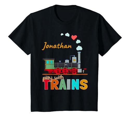 Niños Nombre Jonathan tren locomotora de vapor ferrocarril personalizado Camiseta