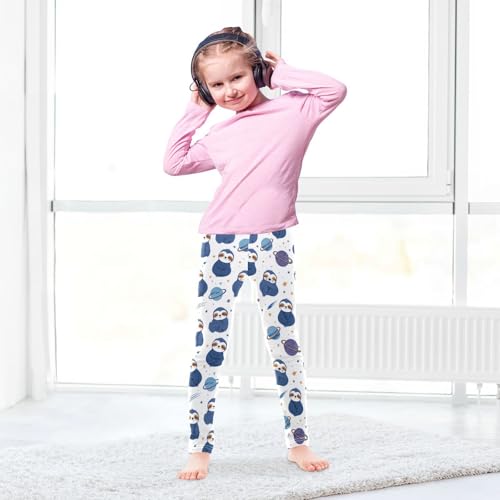 Vdsrup Girls Leggings Sloth Planet Blue Kids Ankle Length Leggings Pants Athletic Yoga Pants Toddler Tights Trousers 4T4