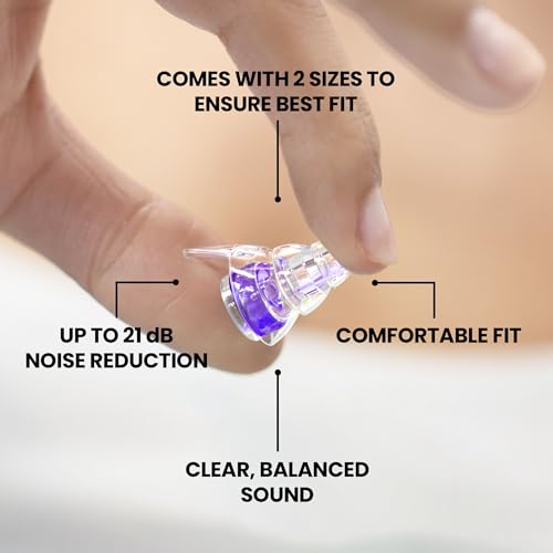 Image of Eargasm High Fidelity Hyperviolet Purple Earplugs for Concerts, Festivals, Musicians, DJs, Night-Life, Motorcycle Hearing Protection - Reusable Ear Plugs for High Fidelity Noise Reduction up to 21 dB