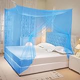 COZFUR Mosquito Netting for Bed Mosquiteros para Camas Rectangular Bed Canopy with One Opening Mosquito Bed Net for Camping Indoor Outdoor (Blue, L79 x W71 x H71 Inch)