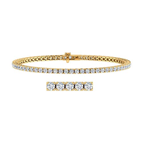 Image of 2 to 7 Carat Natural Diamond Tennis Bracelet for Women in 14K Gold (7 Inch) - IGI Certified (I1-I2 Clarity)