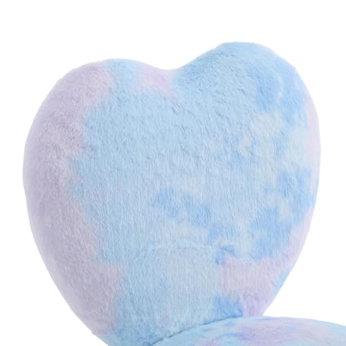 Image of Kmax Kids Reading Chair, Rolling Cute Desk Chair for Girls Swivel Office Chair with Wheels & Heart Back Adjustable Childrens Vanity Chair for Bedroom Reading Room - Fur, Baby Blue