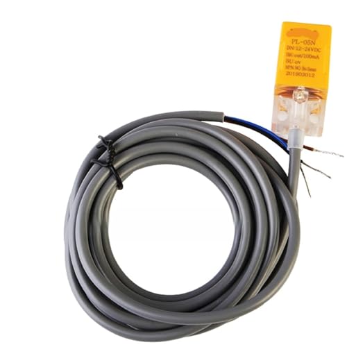 PJJYSVZP Sensor de proximidad Cuadrado inductivo de Metal PL-05N, 12-24 V CC, 3 Hilos, 5 mm, NPN, NO, Resistente al Agua, IP67, Rectangular.