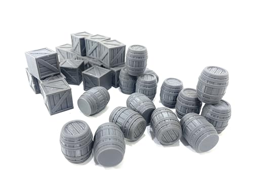 LM3D 15 Barriles y 15 Cajas - Escenografía para Wargames y
