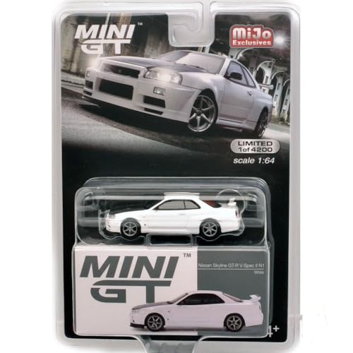 GT-R R34 V-Spec II N1 MINI GT 1:64 miniature de collection haut de gamme blanche