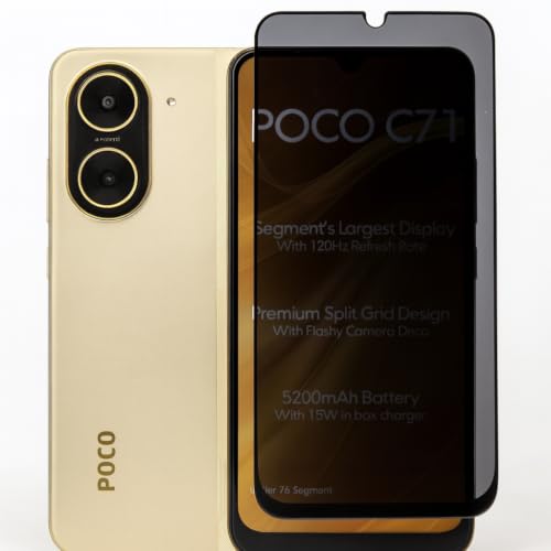 Image of Privacy /Anti-Spy Military-Grade Gorilla Tempered Glass Screen Protector Compatible for POCO C71 with Edge to Edge Coverage and Easy Self Installation kit (POCO C71)