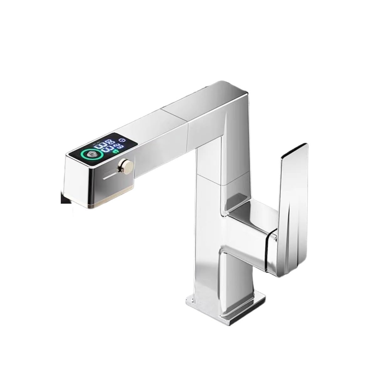 ZQFHSX Digital Sink Faucet with 720 Degree Rotation, Pullable Kitchen Tap, Dual Use for Cold and Hot Water, Multiple Effluent Modes