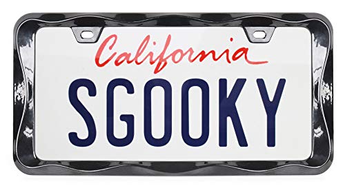 Sgooky 3D Curly Wave Pattern License Plate Holder Black License Plate Frame From Pure Zinc Alloy Metal Perfect Plate Holder #TOP4