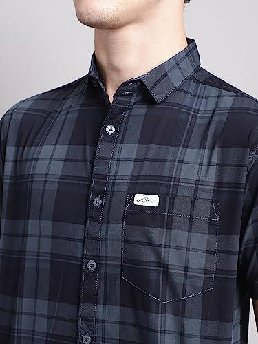 Image of Majestic Man Men Cotton Checkered Half Sleeve Slim Fit Casual Shirt