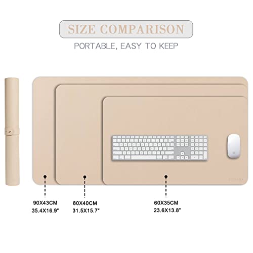 Image of Desk Pad Large 31.5 inch X 15.7 inch DOBAOJIA Extended Mouse Mat Large Mouse Pad XL Desk Blotter Writing Pad for Laptop /Office /Home, PU Leather Side Waterproof +Suede Side Non-Slip (Beige)