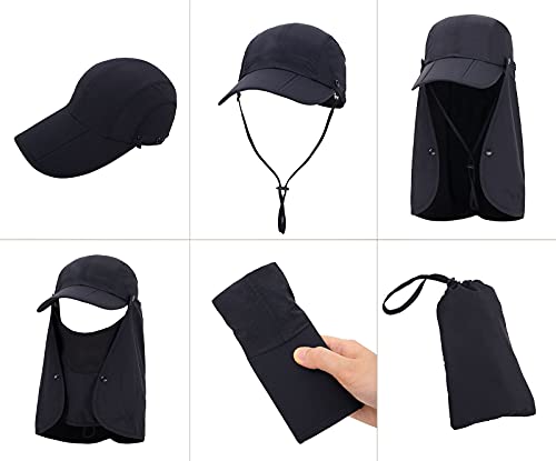 Fishing Hat Sun Hat For Women, Fishing Hat For Men With Neck Flap, Uv Sun Protection Quick-Drying Upf 50+ Sun Hat For Hiking, Safari, Black #TOP2