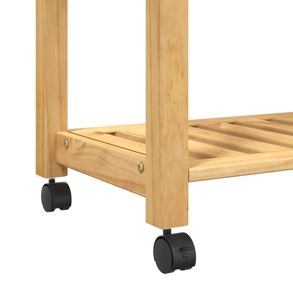 vidaXL Carrito de Cocina, Organizador de Comida Verduras Té, Carro de Servicio, Almacenamiento para Baño Salón Estudio, Madera Maciza de Pino