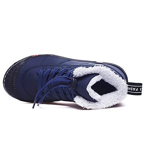 Eliogn Boys Girls Snow Boots Winter Warm High-Top Shoes Outdoor Sports Non-Slip Hiking Shoes Winter Shoes for Kids Blue 303