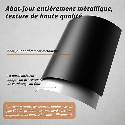 Lampadaire vintage noir 146 cm E27 réglable OUSFOT