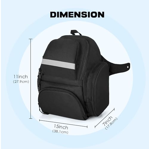 GRAOSO Stroller Storage Bag Compatible with Doona Infant Car Seat, Stroller Organizer with Detachable Shoulder Strap, Baby Diaper Backpack Easily Clip on the Stroller, Black