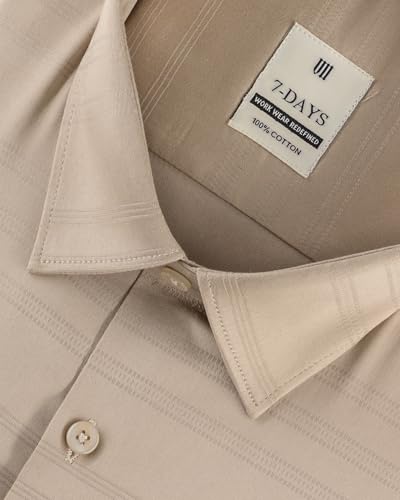 Image of 7-DAYS Men's Premium Formal Shirts - Regular Fit, Full Sleeve, 100% Pure Cotton, Self-Design, with Pocket - Stylish Office Shirts for Men