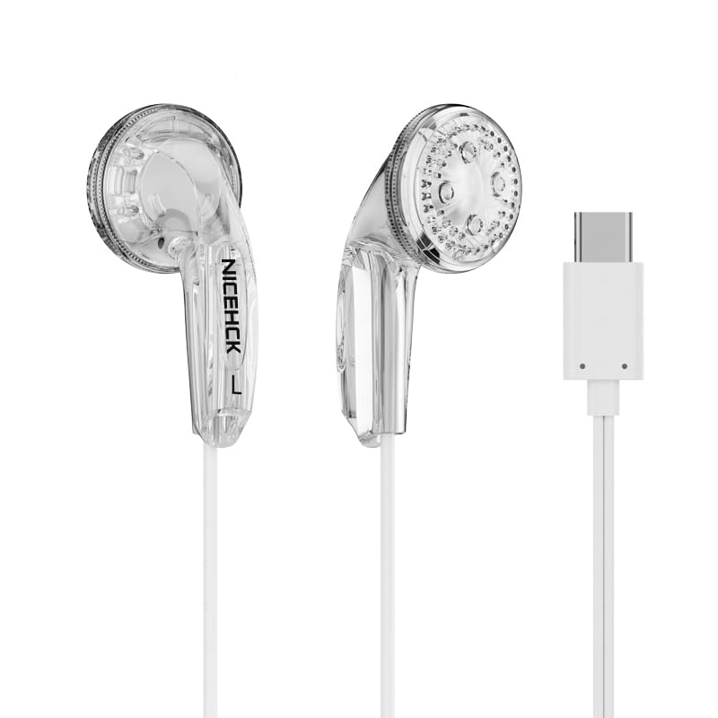 NICEHCKYuandao USB-C Wired Earbuds, HiFi Sound Audiophile Earphones with no Mic, 5 Year Warranty, Bass Stereo Wire in-Ear Headphones for iPhone 16 15 Pro Max Plus Samsung Galaxy S23 Ultra S22