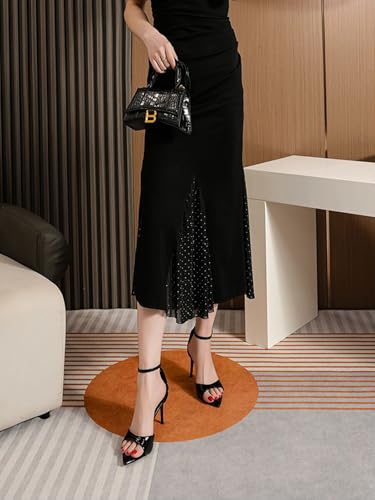 Womens Pointed Open Toe Heeled Sandals Sexy One Strap Stiletto Heels with Ankle Strap Non-slip Casual Patent Leather Summer Dress Shoes3