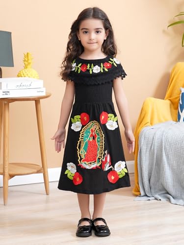 Image of Mexican Dress for Girls Traditional Vestidos Mexicanos Cinco de Mayo Embroidered Dresser Toddler Kids