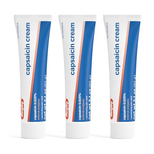 Rugby Capsaicin 0.025% Cream for Penetrating Pain Relief - 2.1 Oz (60g) (3 Pack)