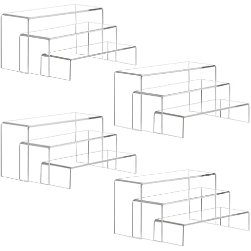 ANDGOO 12 Pack Large Acrylic Risers, 4 Set(11.2”L-11.6”L-12”L)