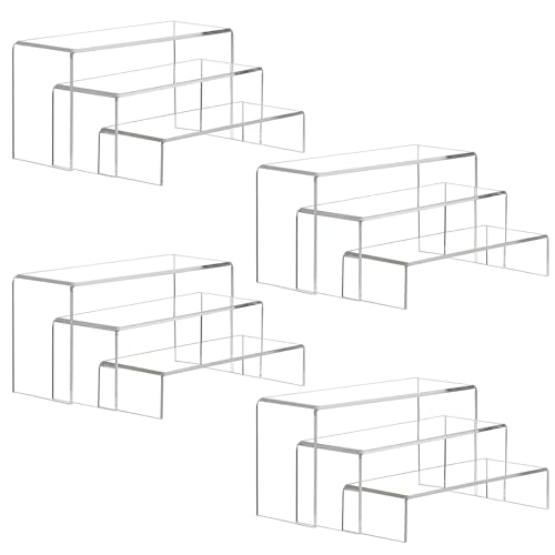 ANDGOO Elevadores acrílicos grandes, estante de exhibición rectangular transparente para coleccionables, 4 juegos