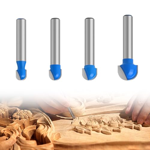 DEANKEJI Fresa per Spianare 4 Pezzi Fresa Superiore, Frese Legno, Fresa per Smussare in Metallo Duro a Doppio Tagliente, Fresa per Lavorazione Legno