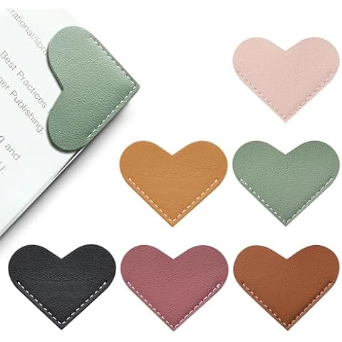 Winjeto Leather Heart Bookmarks Cover