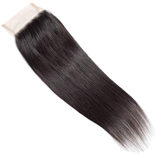 BLACKMOON HAIR 4"×4 " Free Part Lace Closure Straight 130% Density Unprocessed Virgin Brazilian Virgin Human Hair Top Lace Closure 8 Inch