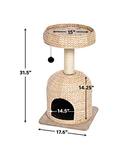 Midwest Homes For Pets Cat Tree |Scout Cat Furniture Cat Activity Tree W/Sisal Wrapped Support Scratching Posts & Dangle Play Balls, Woven Rattan & Script Small Cat Tree #TOP4