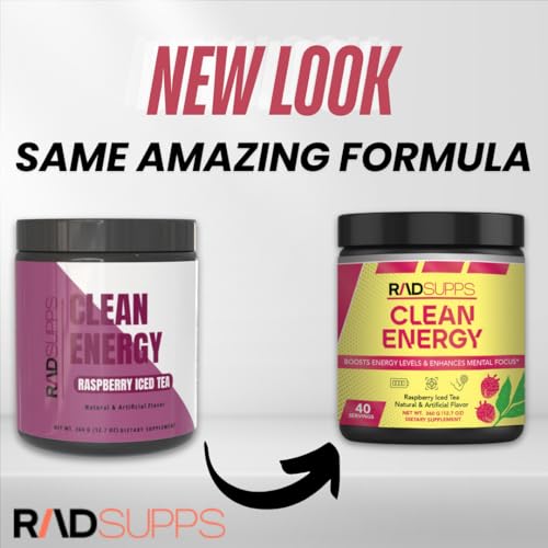 Image of Clean Energy - Pre Workout Powder for Men & Women with BCAAs Amino Acids, Energy Drink Powder, Amino Acid Energy Powder for Energy & Focus - 40 Servings (12.7 oz, Raspberry Iced Tea)