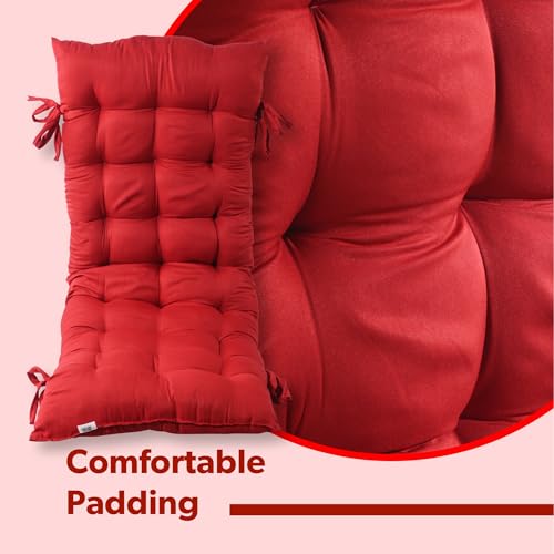 Image of Kuber Industries 18x48 Inch Microfiber Comfy Long Rocking Chair Pad /Floor Cushion with Ties | Comfortable Sitting Large Pillows Seating for Adults | Maroon