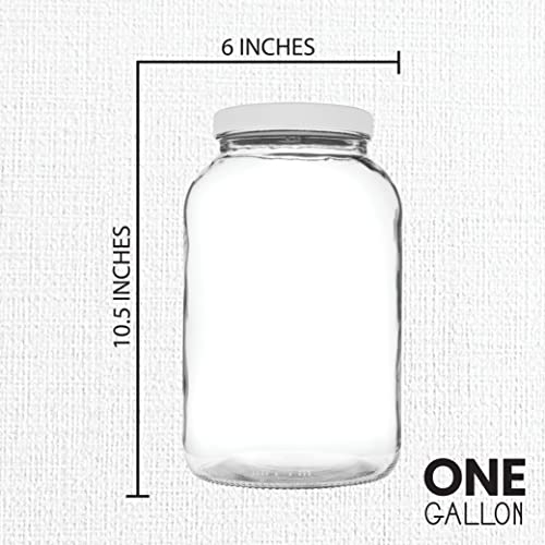 4 Pack 1 Gallon Wide Mouth Mason Jar - Glass Fermenting & Storage Jar - Airtight Lid - US Made