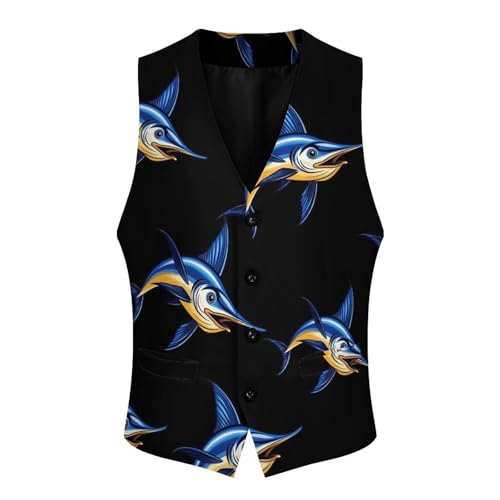 Marlin Swordfish Fish Mens Slim Fit Suit Vest Dress Waistcoat Casual Business Vest4