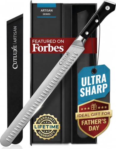 Cutluxe Brisket Knife – 12' Carving & Slicing Knife For Meat & Bbq – Razor Sharp German Steel, Sheath Included, Ergonomic Full Tang Handle Design, Fathers Day Gift For Dad – Artisan Series
