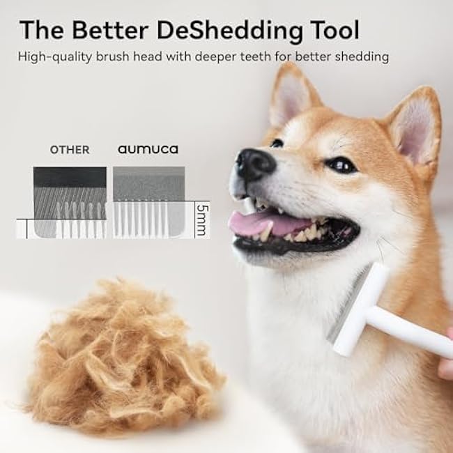 aumuca Pet Deshedding Tools for Short Haired Cats & Dogs, Dematting Deshedding Brush Cats Shedding Tool, Dog Undercoat Brush, Gently and Effectively Remove Loose Hair, Highly Deshedder Grooming Combs-DXC67AIx