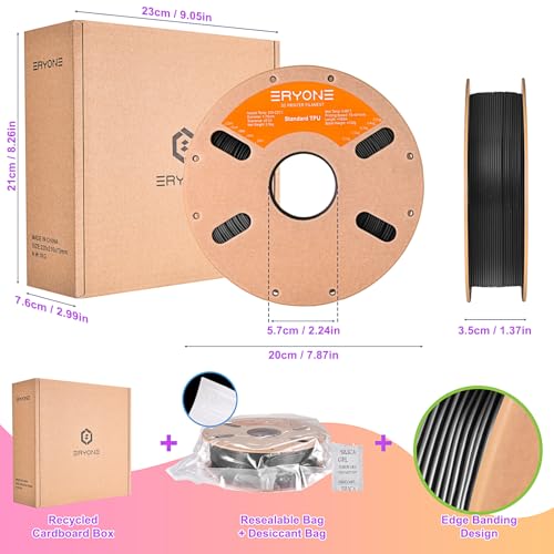 Filamento TPU 1.75mm para Impresoras 3D - 0.5kg, Dureza 95A, Negro ±0.05mm - Fernando Cortés